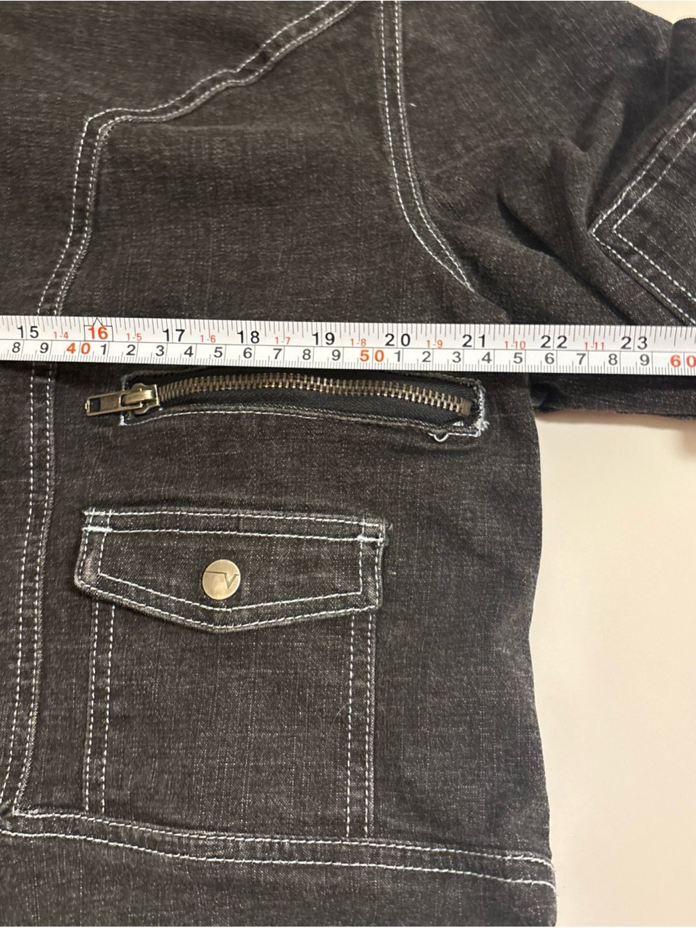 Lane Bryant Jacket Black Denim with zipper pockets. Biker, Punk, Goth - Picture 7 of 8